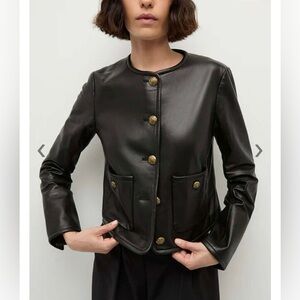 Veronica Beard Andrea Leather Jacket, Black, size 0.